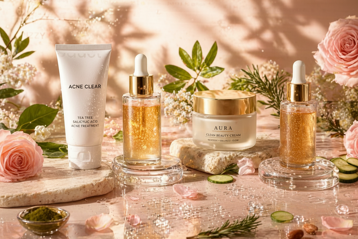 Premium Beauty Skincare Flat Lay